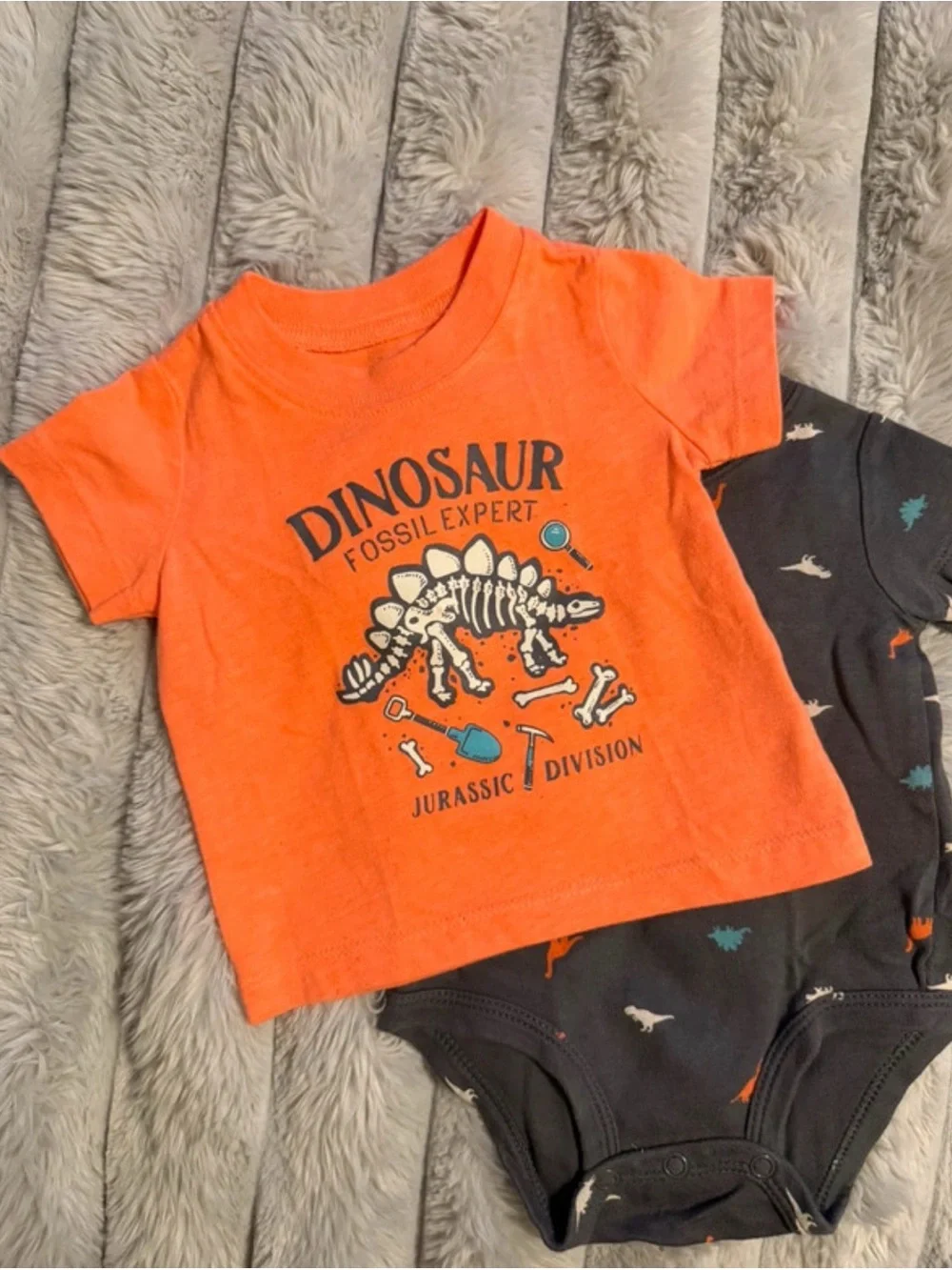 Carter's Orange Dinosaur Graphic Tee with Gray Joggers Set